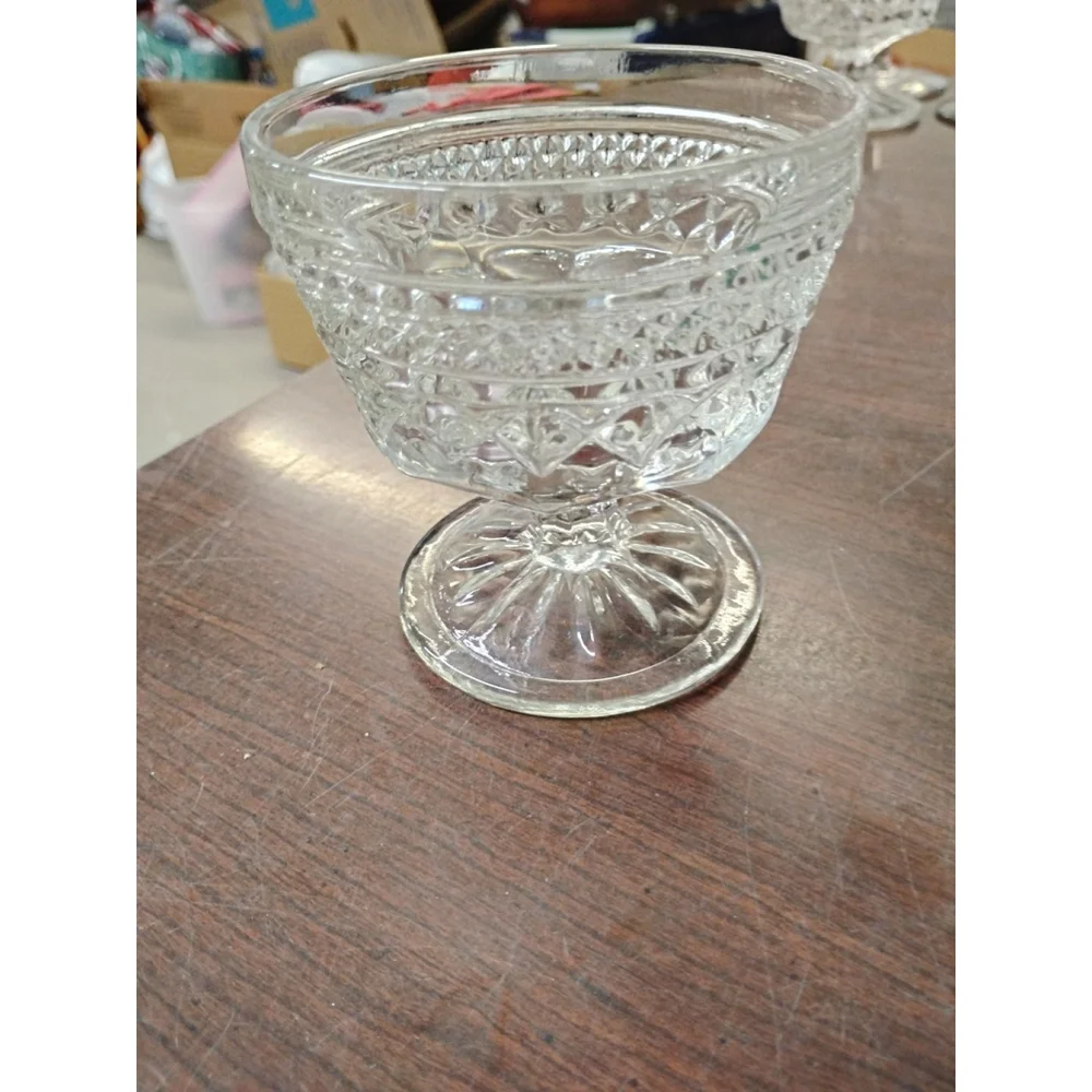 Vintage Anchor Hocking Wexford Clear Glass Champagne Sherbet Goblet 3 5/8